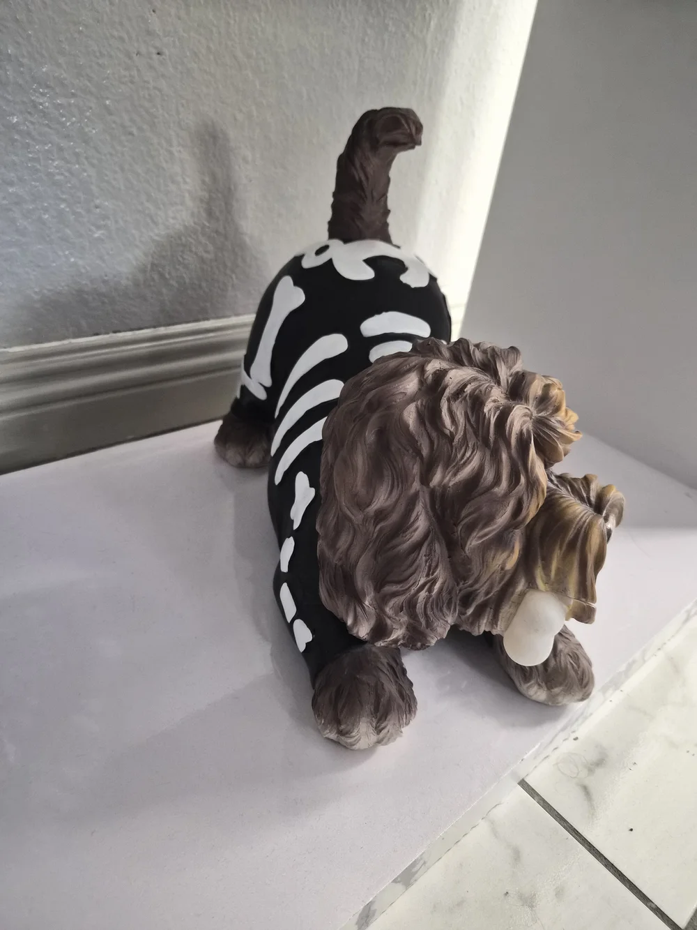 Brown Dog Skeleton LED Halloween Figurine